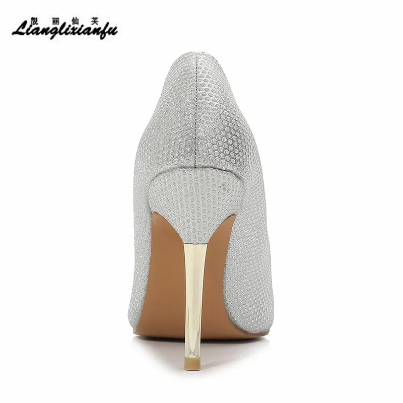 

Crossdresser Spring Stiletto 10cm thin high heels women shoes Pointed Toe Elegant Sliver Gold Gladiator pumps femmes chaussures