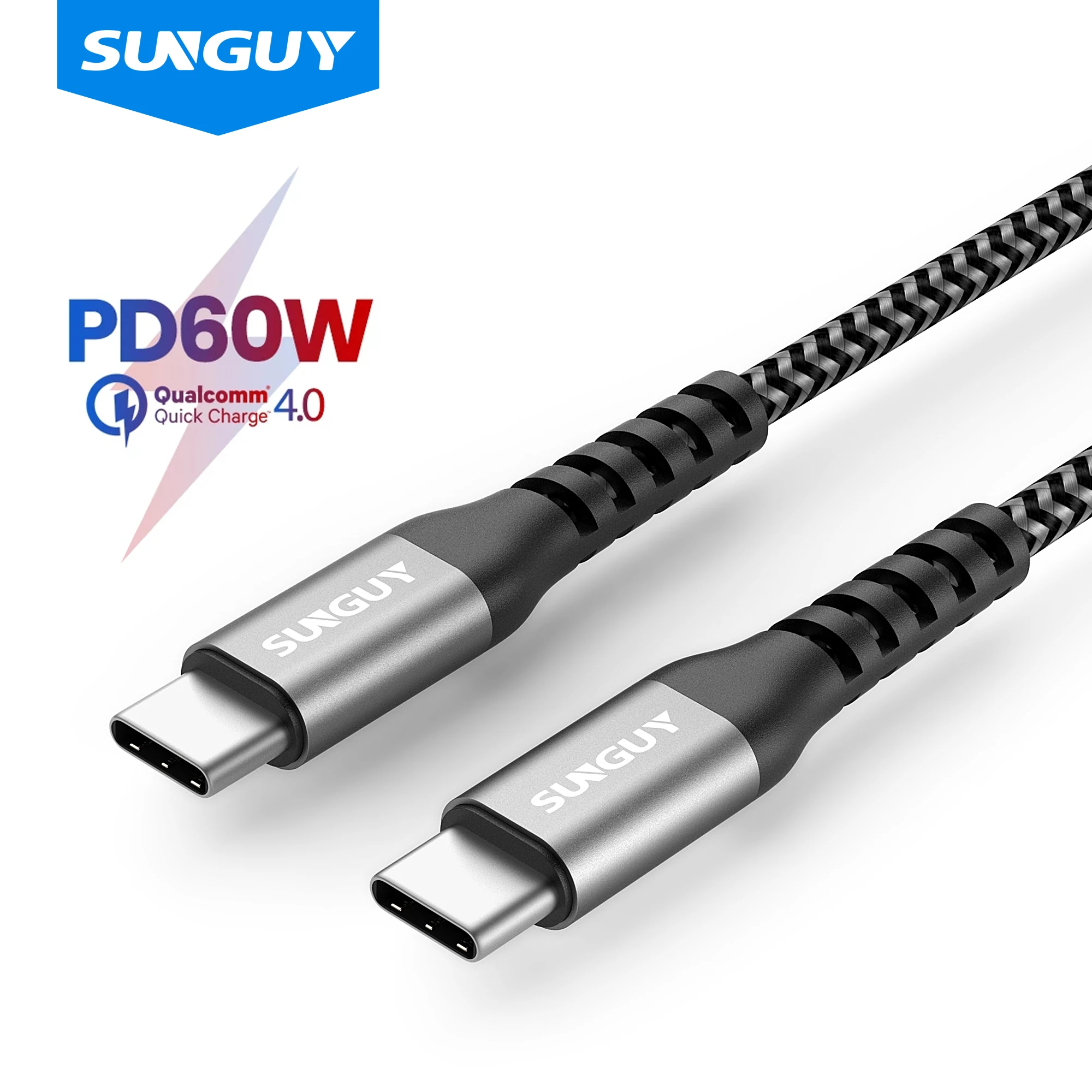 

USB C to USB C [1.5FT/0.5m ], SUNGUY USB C Cable 60W PD Fast Charge Type C Charger Cord Compatible for Samsung Galaxy