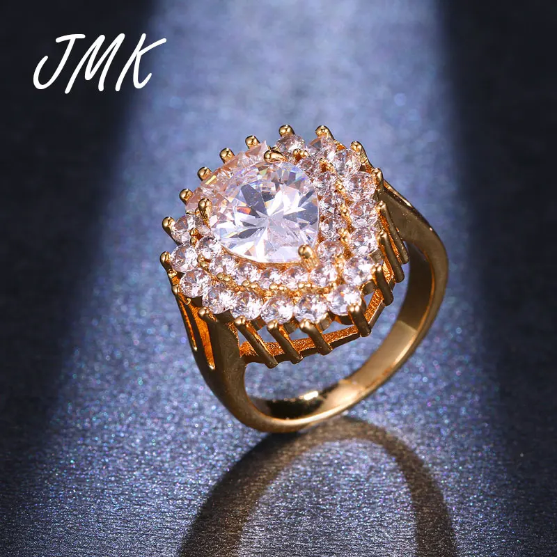 

JMK роскошное бриллиантовое кольцо высококачественный циркон большой драгоценный камень Мода Дубай 18k золото ювелирные изделия для женщин с...