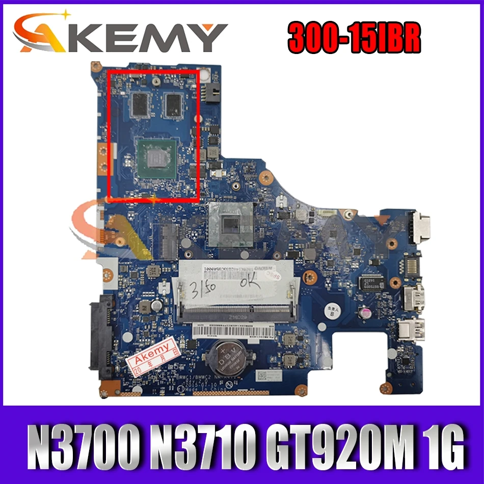 

Akemy BMWC1/BMWC2 NM-A471 Motherboard For Lenovo 300-15IBR Laptop Motherboard CPU N3700 N3710 GT920M 1G DDR3 100% Test Work