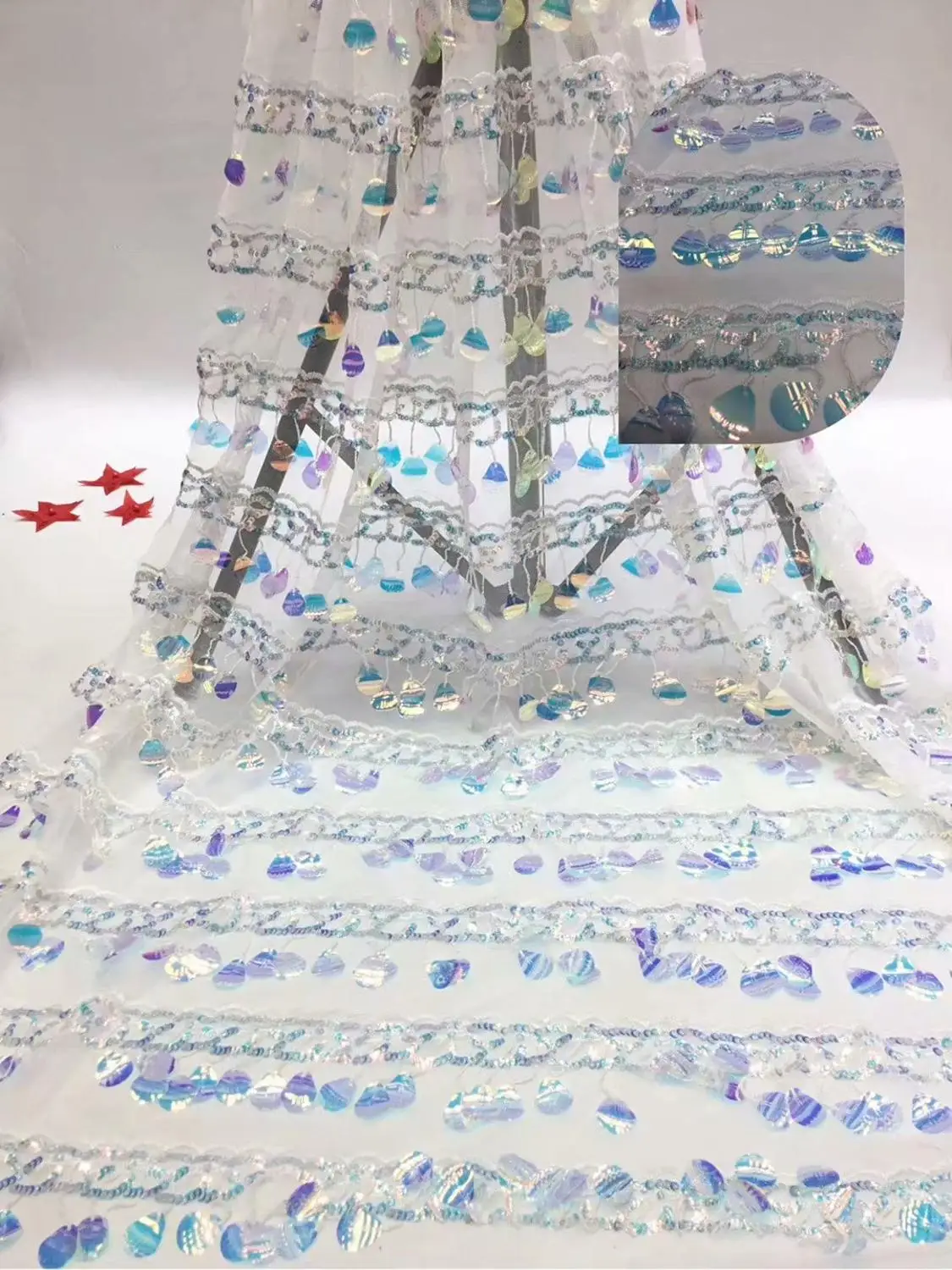 7 colros (5 ярдов/шт) бирюзовая черная африканская Тюлевая кружевная ткань оптом 3d