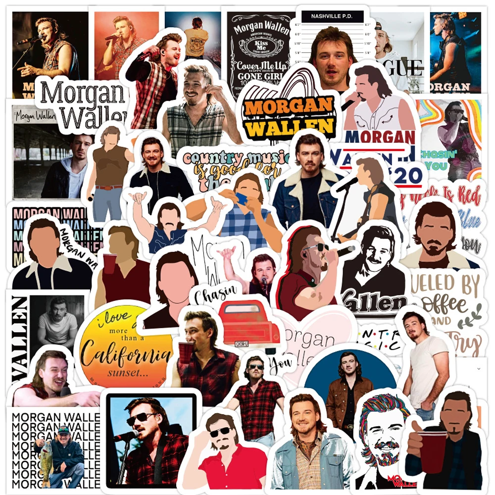 

10/30/50PCS Singer Morgan Wallen Stickers for Water Bottle Laptop Guitar Bike Graffiti Waterproof Decals Sticker Packs Kid Toys