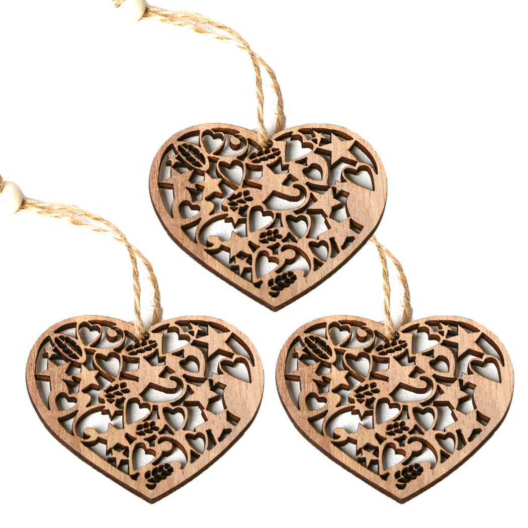 Олень Санта Клаус Снежинка из натурального дерева рождественские украшения