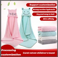 2pcsset 9090cm baby bath towel with hood newborn baby cartoon bathrobe quick dry children towels strong water absorbent