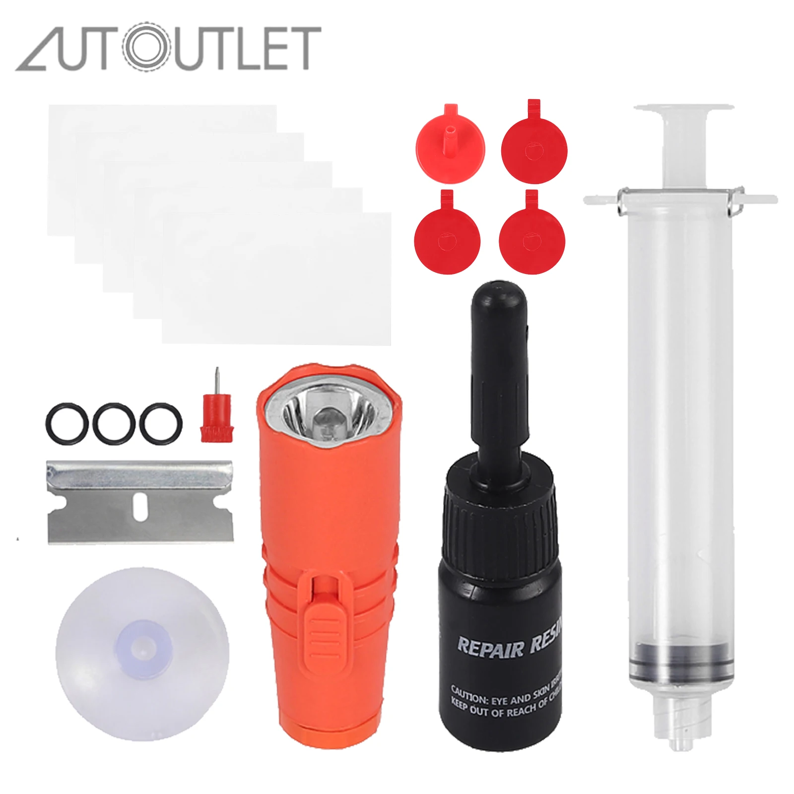 

AUTOUTLET Car Windscreen Repair Kit DIY Chip Window Screen Crack Polishing Scratches Glass Windshield Window Repair Injector