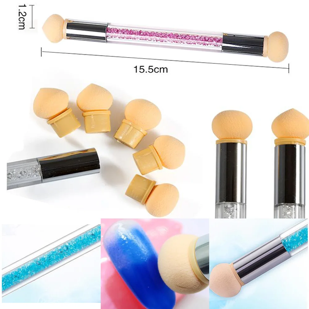 Набор градиентных губчатых ручек для дизайна ногтей цветные точечные кисти