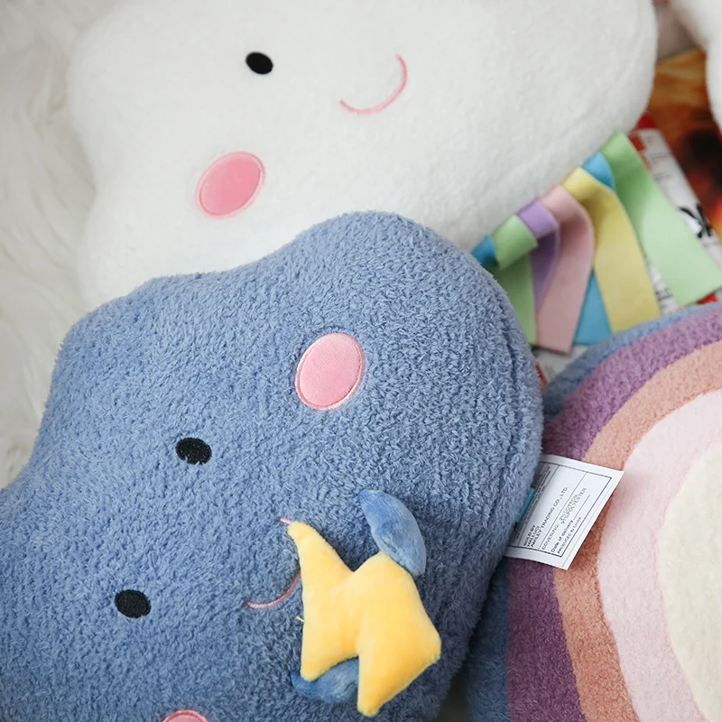 

Cartoon Sky Pillow Plush Toys Cute Baby Bed Pillow Stuffed Rainbow Cloud Lightning Drops Throw Pillow Soft Back Cushion Kids Toy