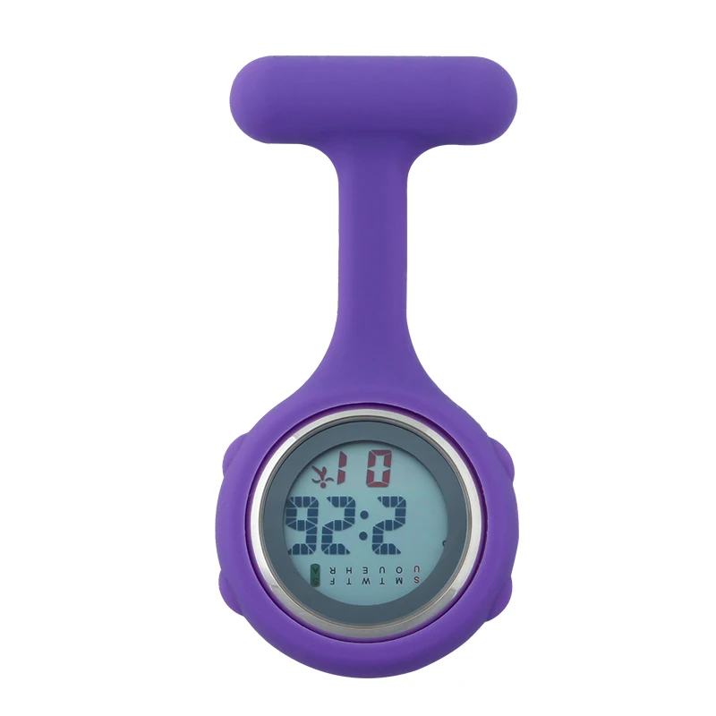 purple ALK Цифровые силиконовые часы для медсестры, карманные часы, собачьи лапы, доктор, медицинская больница, брошь с отворотом, часы, бренд, дата, неделя, дисплей - Цвет: purple