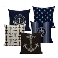 blue nautical throw pillows velvet anchor sea style throw case sofa home car decorative custom printing cushion pillow case cove