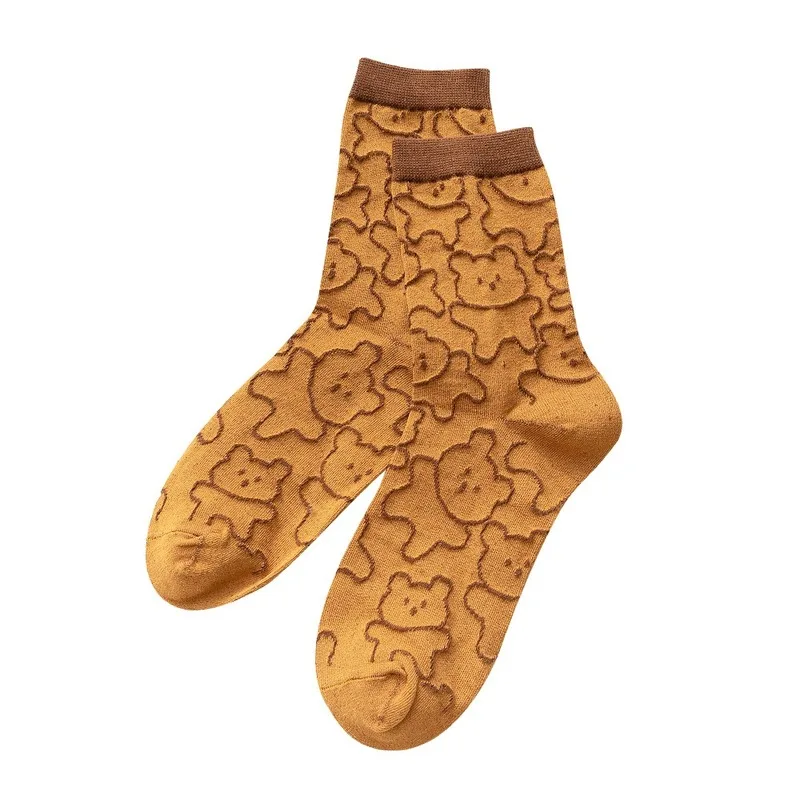 

Women Socks Cotton Bear Cartoon Sock Woman Colorful Unisex High Funny Novelty Ladies Sox Spring Autumn Female Trendy Calcetines