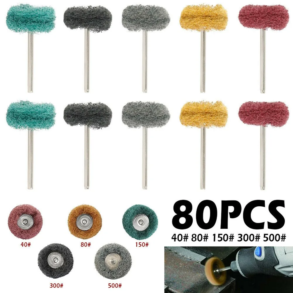 

1 Buffing Pads 25mm 40/80/150/300/500grit 80PCS Abrasive Wheel Buffing
