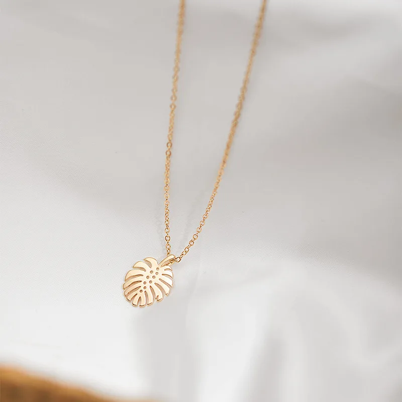 Женское ожерелье с подвеской в виде пальмовых листьев из нержавеющей стали