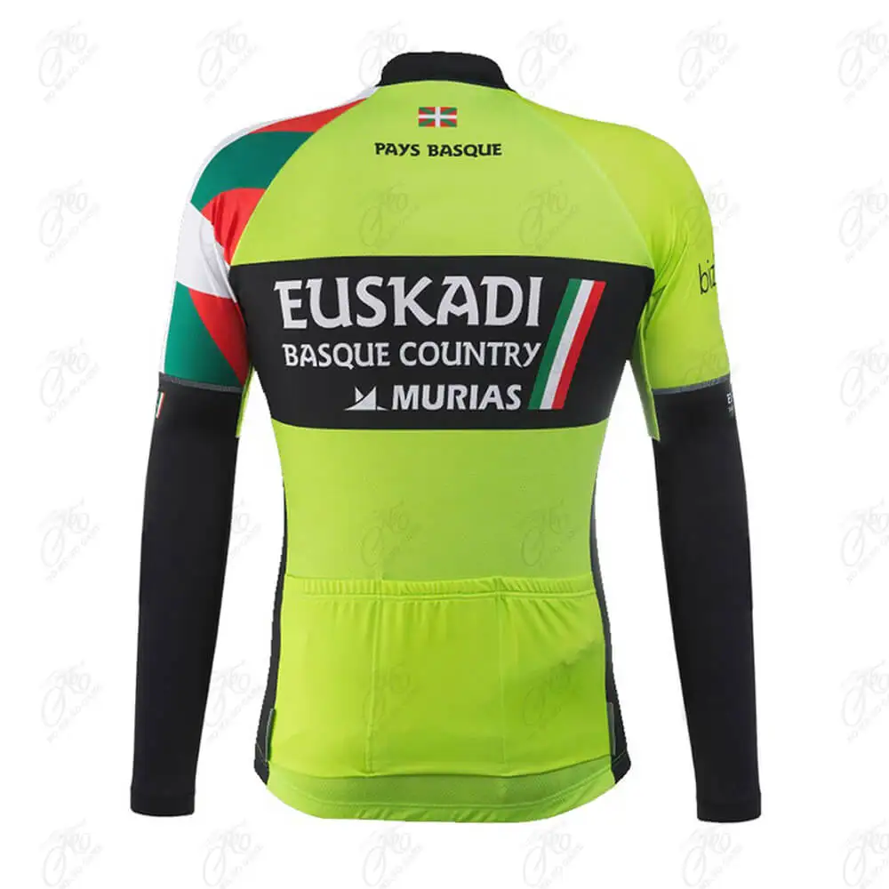 2021 Winter Euskadi Cycling Jersey Set Men Long Sleeve Green Bike Clothing Thermal Fleece Road Wear Suit Bicycle Bib Pants | Спорт и