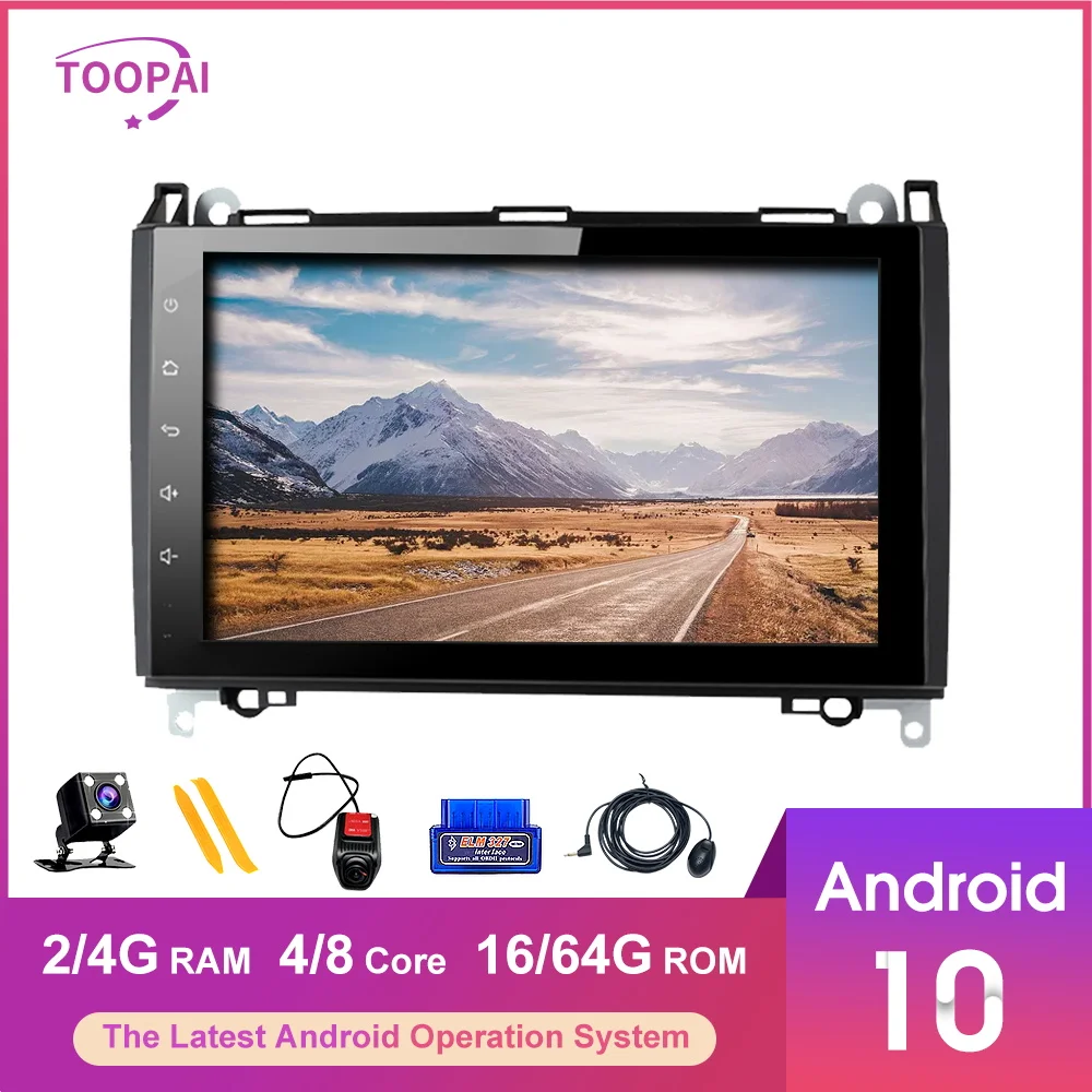 

Мультимедийный плеер TOOPAI, Android 10, для Mercedes Benz Sprinter Viano Vito A B V Class B200, GPS-навигация, автомобильное радио