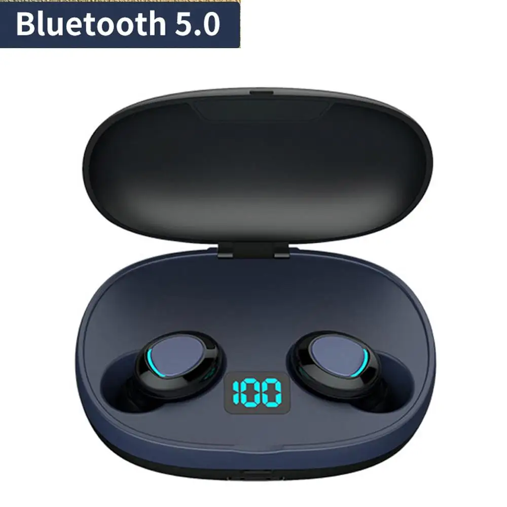 

Стереонаушники со светодиодным индикасветодиодный мощности, беспроводные наушники-вкладыши, Bluetooth-совместимы с портативным зарядным чехл...