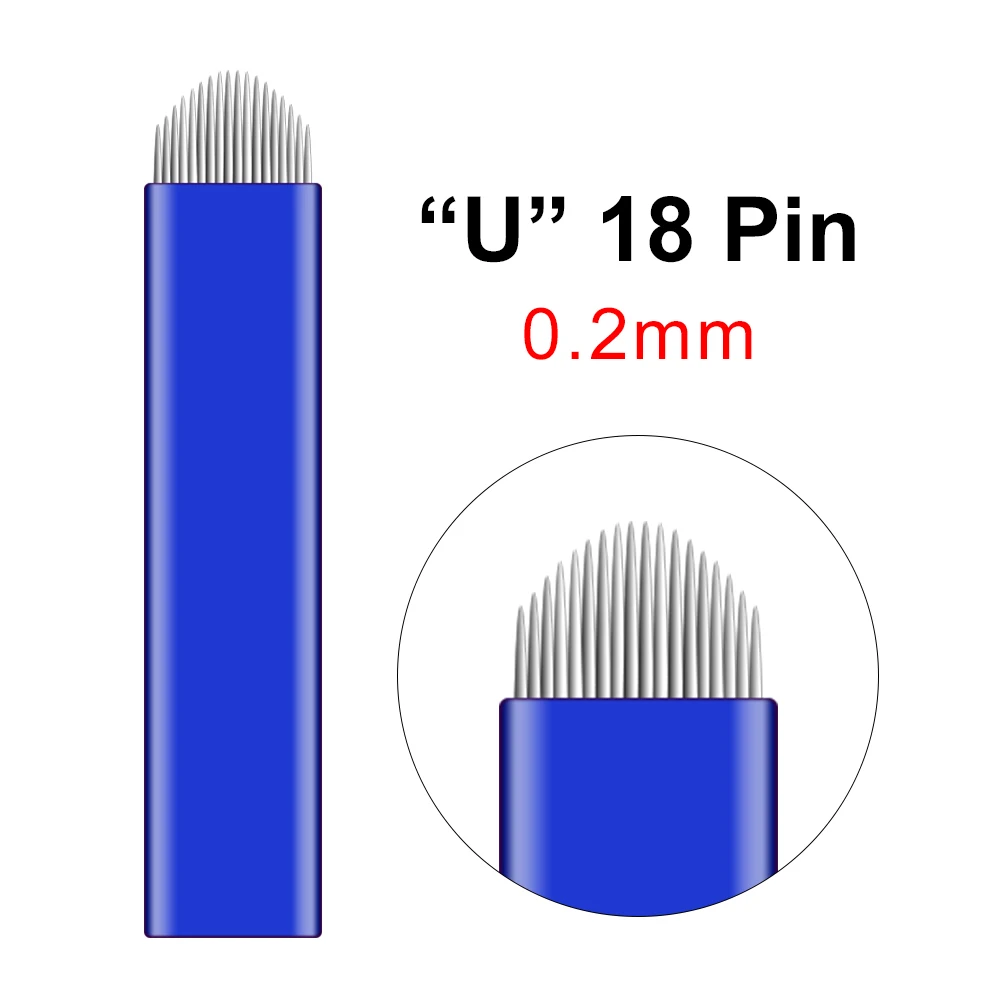 

Мануального татуажа бровей, лезвие для бровей 100 шт. 18 шпильки U микропигментатион иглы Форма одноразовые Полупостоянный резак Татуировка р...