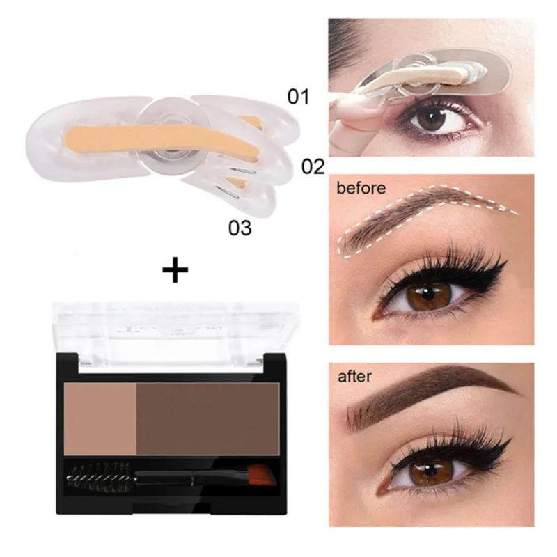 

Two-color Eyebrow Powder Palette With Adjustable Eyebrow Stamp Eyebrow Brush Eyebrow Enhancers Makeup 2020