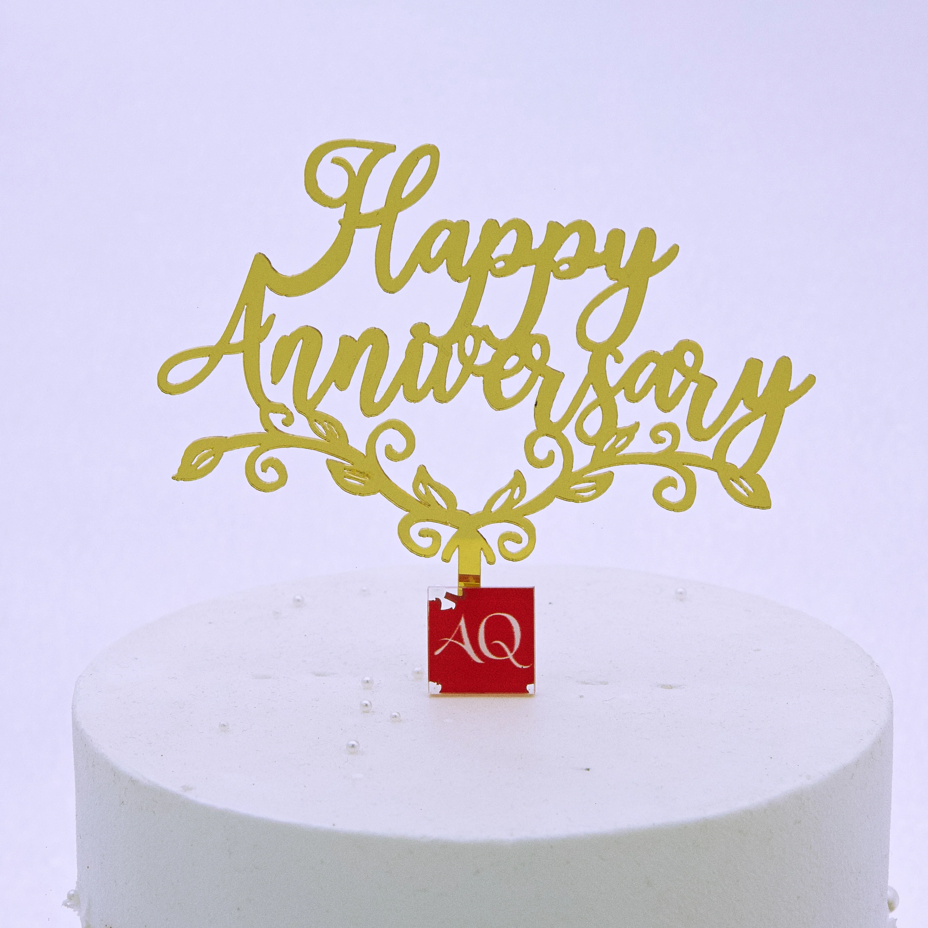 Paquete Individual de 5 piezas para pastel de cumplea&ntilde;os de novia, adorno de acr&iacute;lico dorado para boda, proveedor de fiesta-4