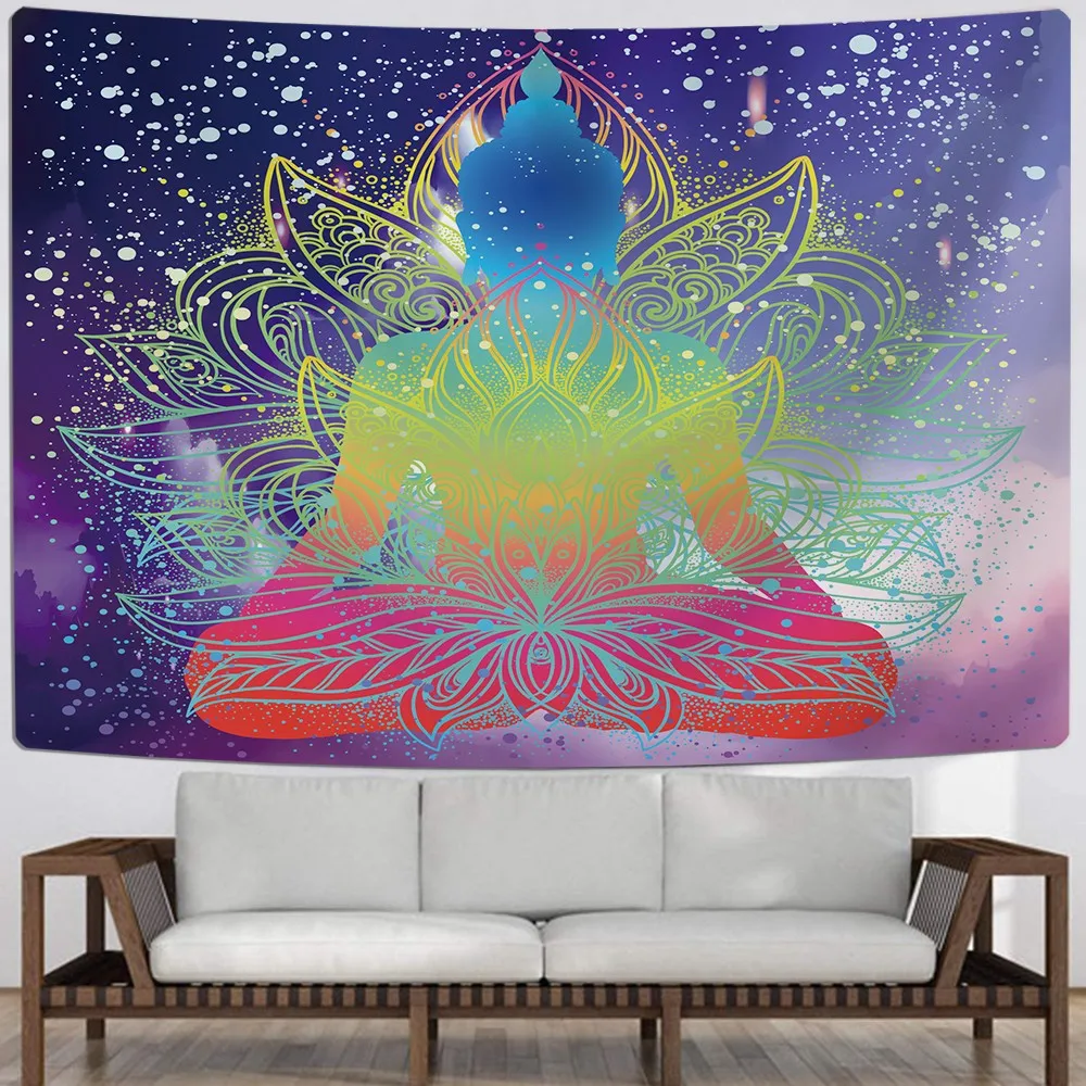 Индийский Религия гобелен китайская Будда стене висит 3D печати темно цветной для