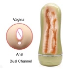 Одиндвухканальный Вагинальный Анальный мастурбатор, чашка, настоящая Вагина, киска, взрослые упражнения на выносливость, сосание, мастурбация, секс-игрушки для мужчин