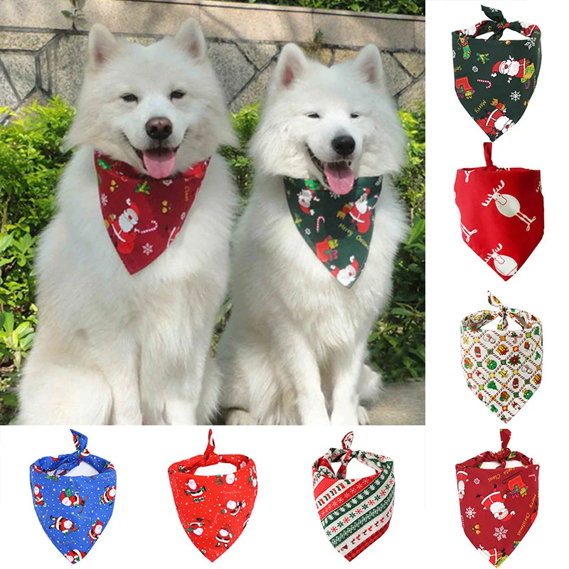 

Dogs Cats Collars Christmas Pet Bandana Cute Pet Saliva Towel Cotton Puppy Neckerchief Triangle Dog Bibs Pet Supplies Dog Collar