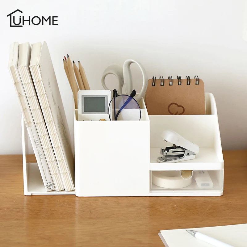 

Large Capacity Cosmetic Storage Box Office Desk Organizer Storage Holder Desktop Pencil Pen Sundries Badge Box Stationery