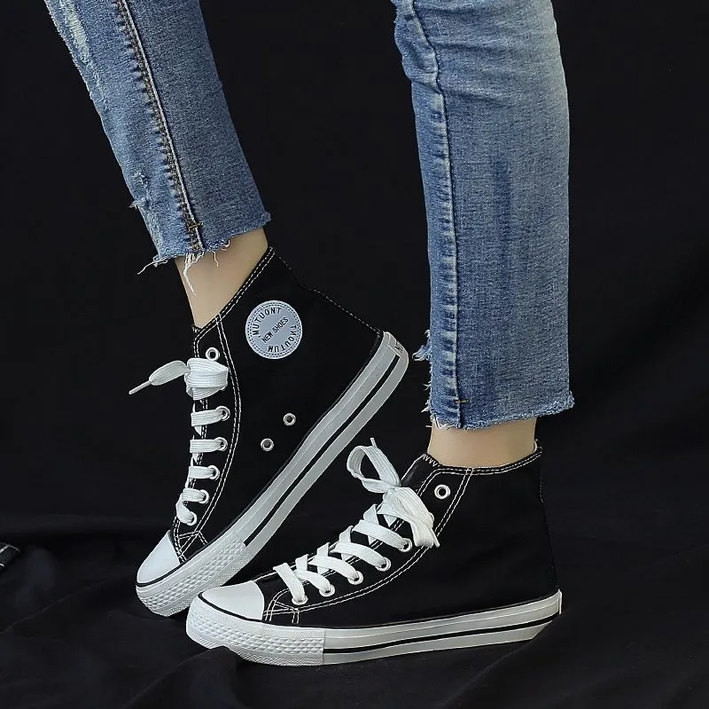 

Spring and autumn fashion canvas shoes women new high-top thick-soled women's sports shoes casual shoes vulcanized women