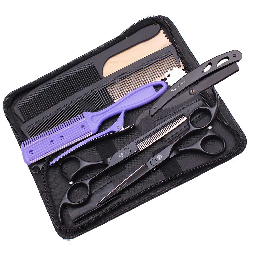 

Haircut Set 5.5" 6" Purple Dragon Stainless Salon Barber Thinning Scissors Good Quality Professional Hair Cutting Shears 1008#