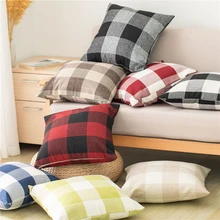 Cotton Linen Classic Fashion Plaid Cushion Cover Geometric Stripe Home Decor Jacquard Grid Throw Pillow Case For Sofa Car Seat (3)