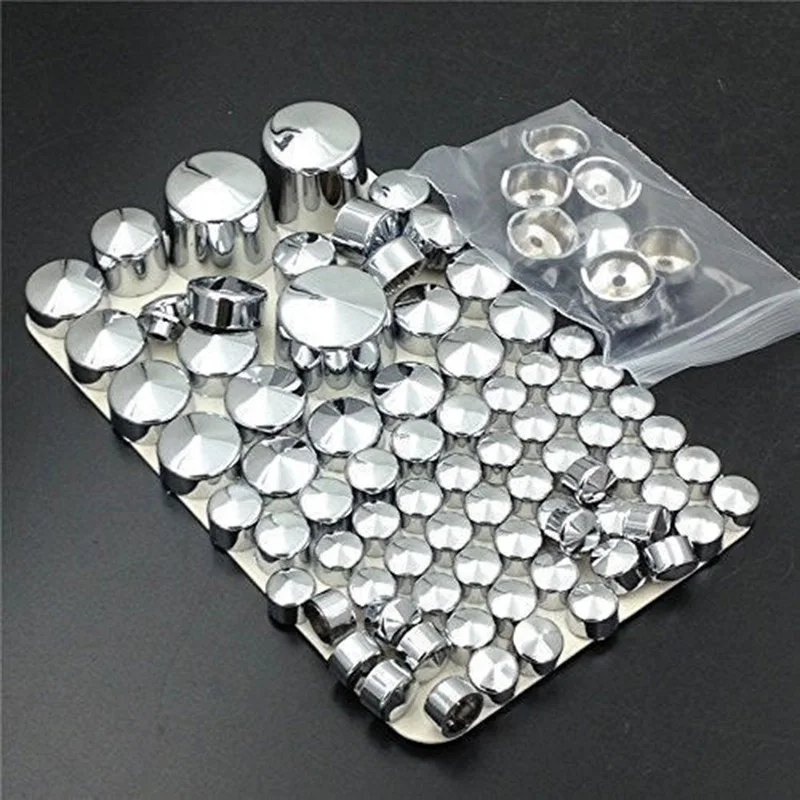 

87Pcs Silver ABS with Chrome Plated Coating Bolt Toppers Cover Cap Set For Har-ley Davi-dson Softail Twin Cam 1984-2006