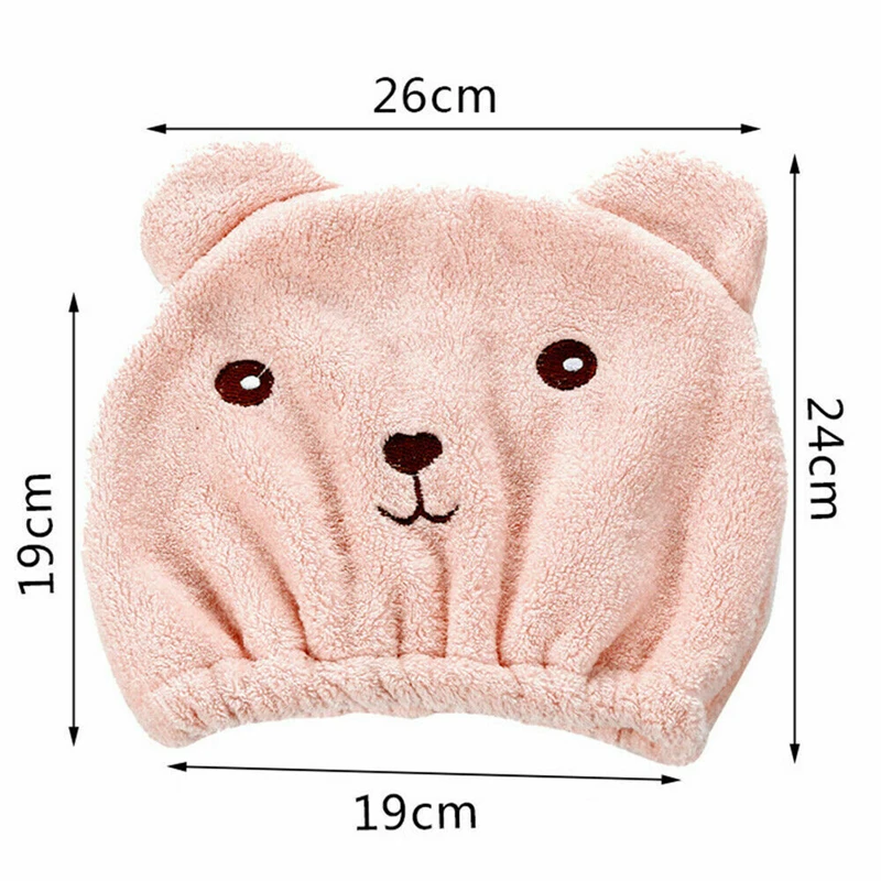 

Bear Dry Hair Cap Bathing Cap Towel Fast Drying Long Velvet Hair Dry Hat Towel Microfiber Hair Wrap Bath Towel Cap