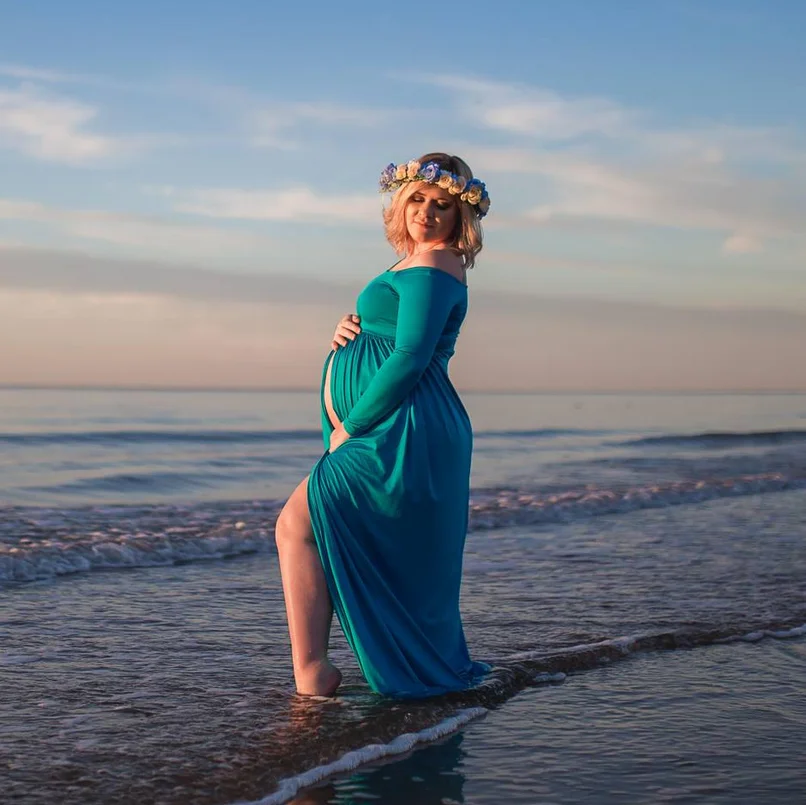 Женское платье для беременных Макси семейного матери малыша реквизит фотосъемки