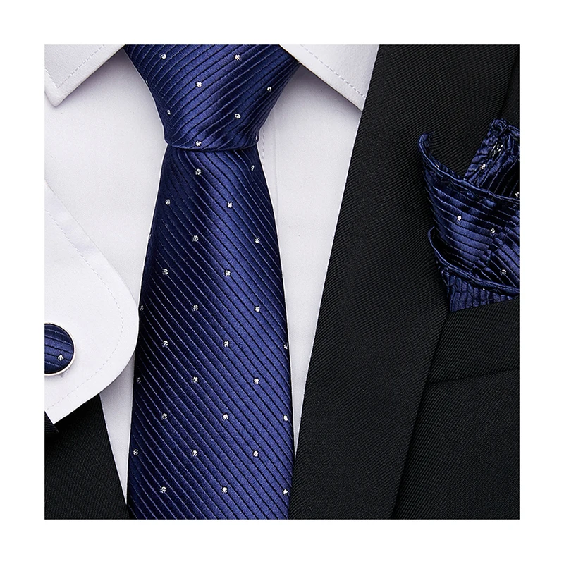 

Newest style Top grade Silk Woven Tie Pocket Squares Cufflink Set Necktie Plaid Gold Fit Group Work Wedding Accessories