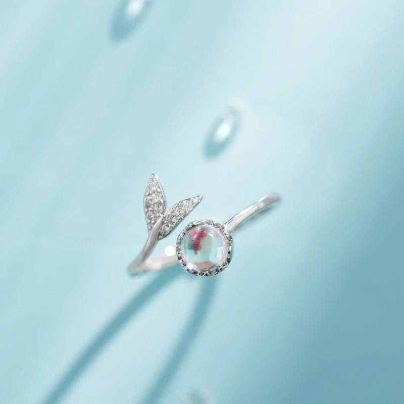 Женское кольцо с хвостом русалки серебряного цвета фианитом AAA|Кольца| |