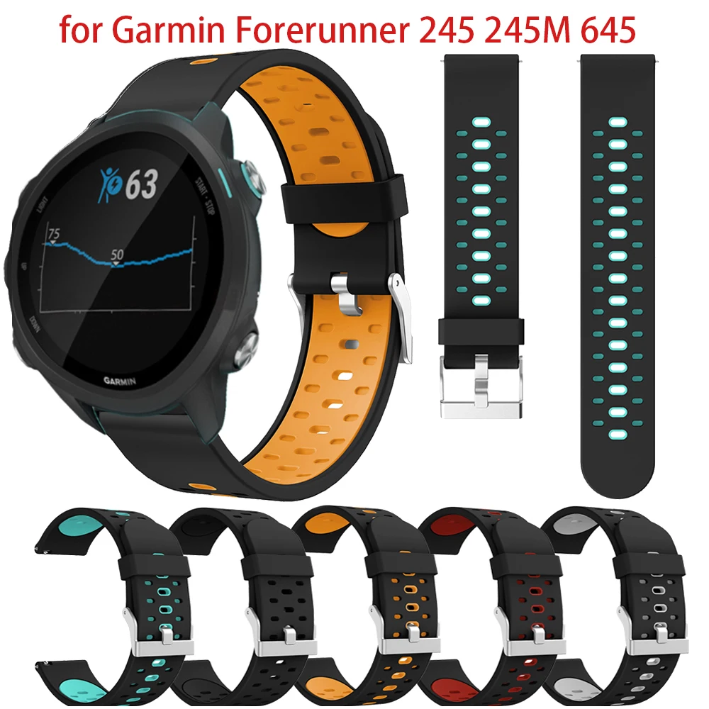 20 мм для Garmin Forerunner 245 245M 645 силиконовые часы ремешок Браслет Смарт спортивный