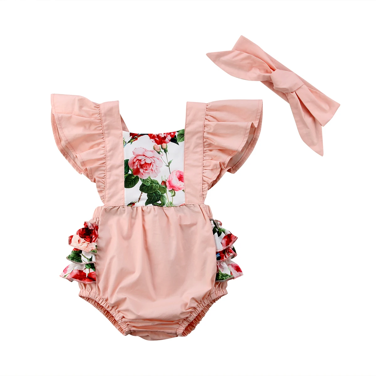 

Toddler Newborn Baby Girl Romper Jumpsuit Bodysuit Clothes Headband Outfit Sets