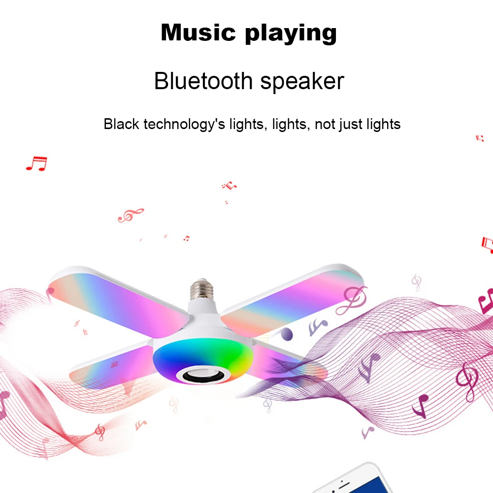 

Foldable Four Leaf Light E27 RGB Music Ceiling Lamp LED 4Leaves Light Music Fan Light LED Night Music Light