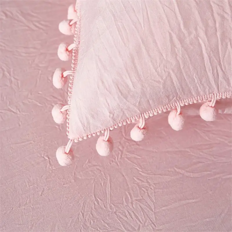 

Fashion Pink Bedding Sets with Small Ball Microfiber Fabric Twin Double King Duvet Cover Pillowcase Comfortabel Home Textile