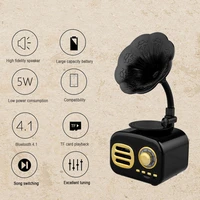 new portable phonograph bluetooth compatible wireless speaker better bass range retro wood portable mini speaker