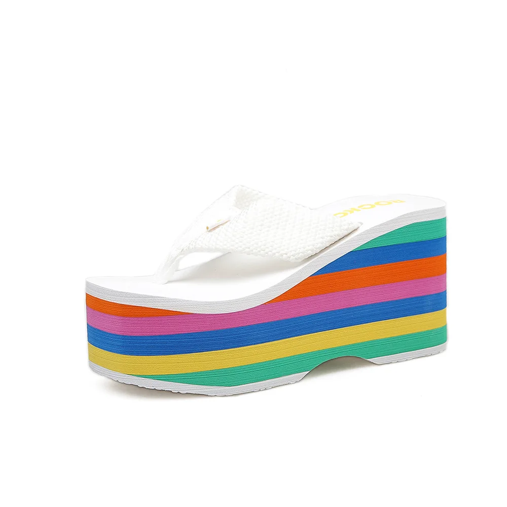 

Summer thick bottom sandal super high heel flip flop women's color spring women's shoes leisure Beach Flip Flop