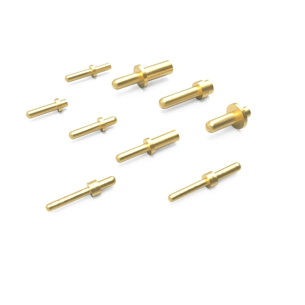 

100 Pcs Round Brass Pin Plug In Male Press-Fit Socket Gold Plated 2A Current Machined Solid For Sensor