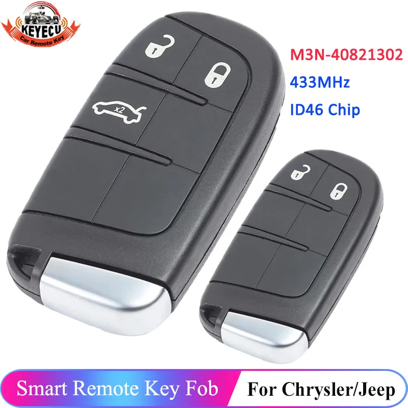 KEYECU 2 3 кнопки M3N-40821302 ID46 PCF7953 чип 433 МГц для Chrysler 300 Для Jeep Dodge Fiat Smart дистанционный