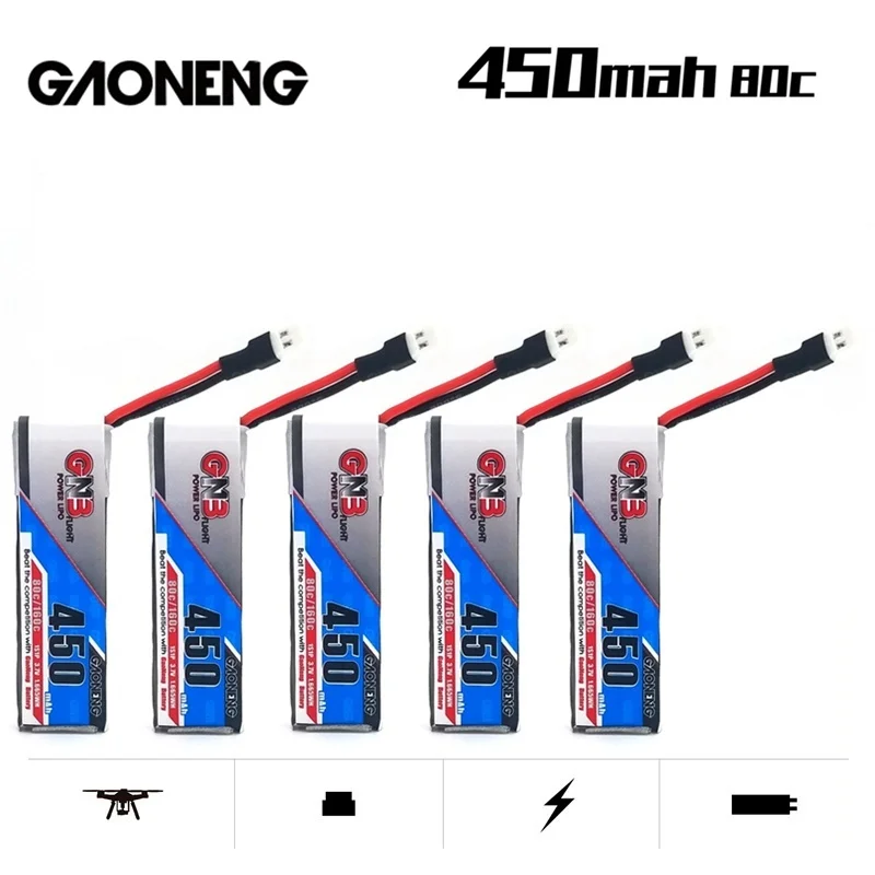 

Аккумулятор Gaoneng GNB 1S 3,7 в 450 мАч 80C/160C HV Lipo для радиоуправляемого квадрокоптера FPV гоночного дрона