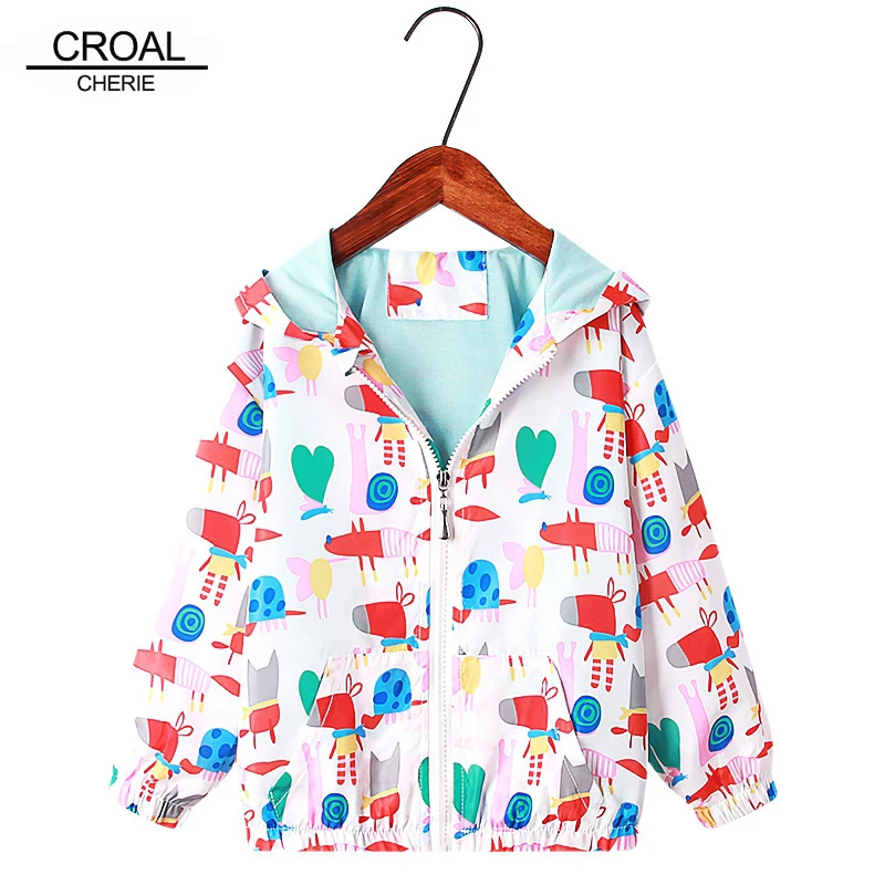 

CROAL CHERIE Hooded Kids Jacket For Girls Coat Outerwear Trench Coats Girls Windbreakers Children Clothing Spring Jacket