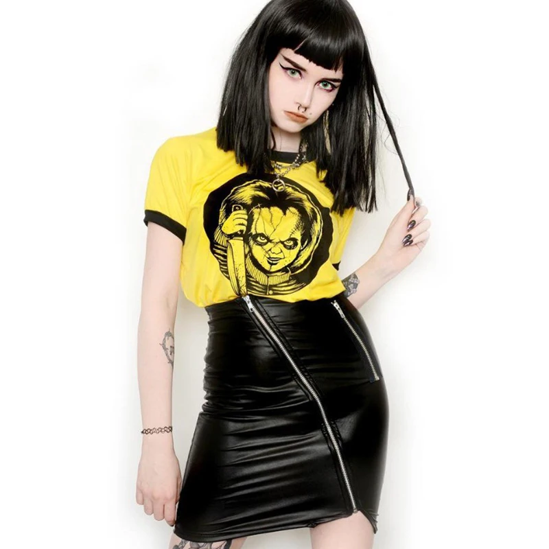 Женский укороченный топ InsGoth Готическая уличная одежда в стиле панк женские