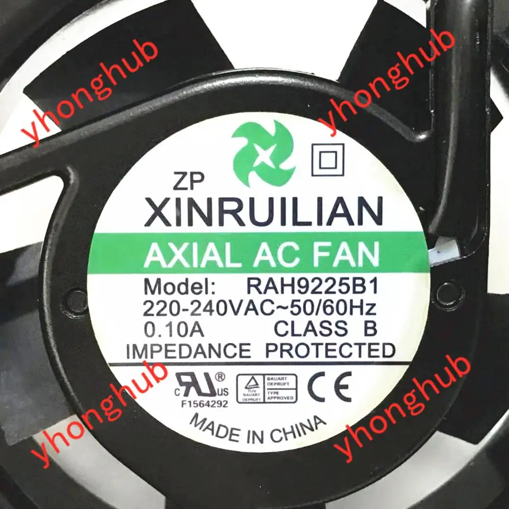 Xinruilian RAH9225B1 AC 240V 0.1A 92x92x25mm 2-wire Server Cooling Fan |