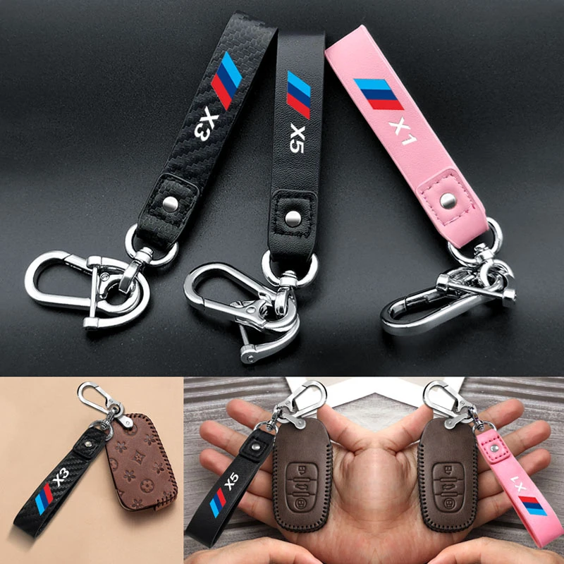 

1pcs Trinket Leather Car Keychain Emblem Key chain 3D Key Rings Automotive Goods For BMW X1 X3 X4 X5 X6 X7 Z4 Car Accessories