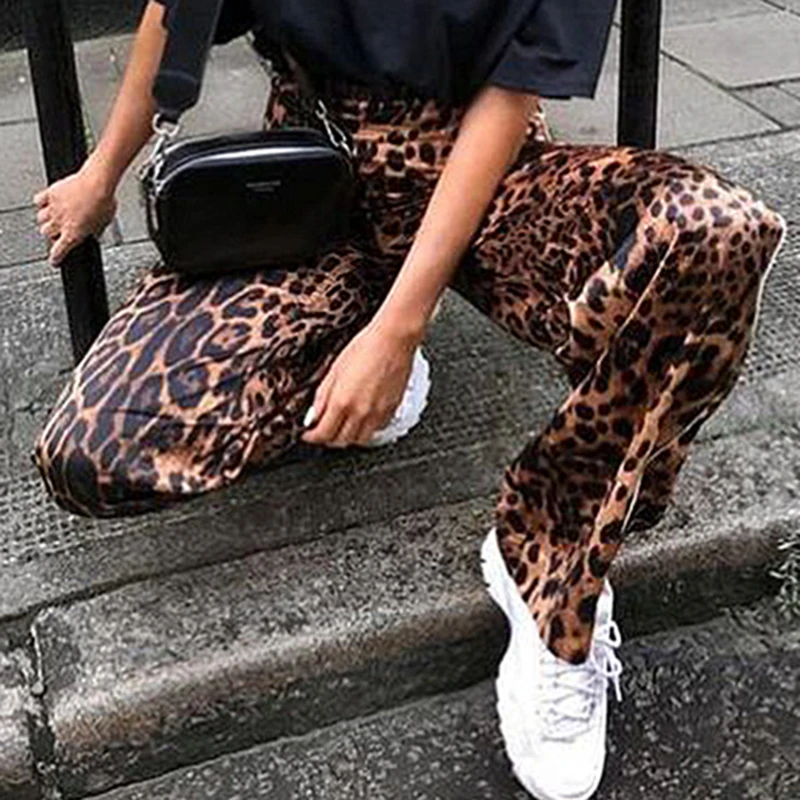 

Leopard Female Wide Leg Pants Soft Loose Casual Y2K Droop Trousers Female Fashion Simple Matching Outfits