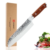 keemake 7 inch santoku knife german 1 4116 steel hammer blade kitchen knives color wood handle sharp meat fruit chefs cutter