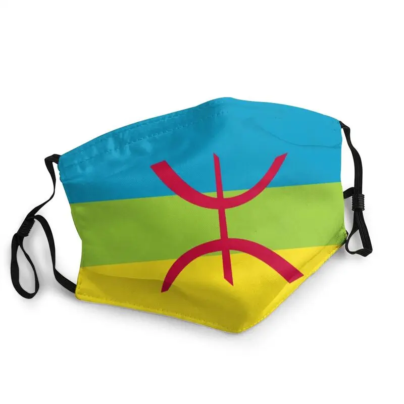 

Flag Of Amazigh Reusable Mouth Face Mask Unisex Drapeau Amazigh Mask Dustproof Protection Cover Respirator Muffle